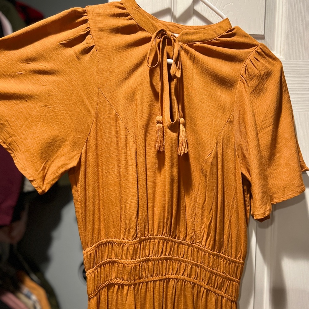 Short sleeve mustard maxi dress